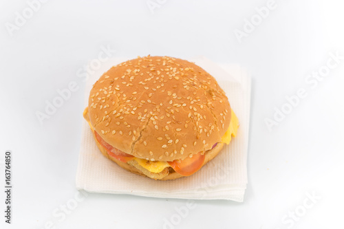 Hamburger burger on white background. fast food.