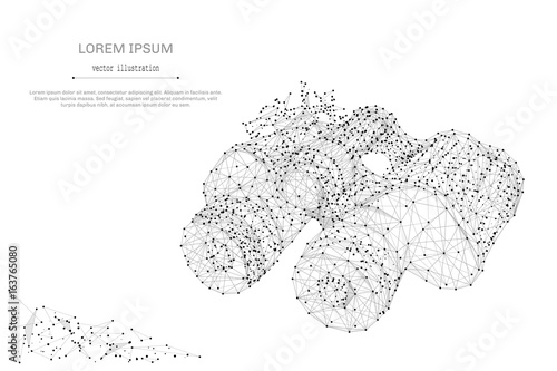 Abstract mash line and point binoculars on white background with an inscription. Starry sky or space, consisting of stars and the universe. Vector business illustration