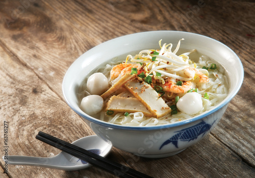 Asian food fish ball noodle soup photo