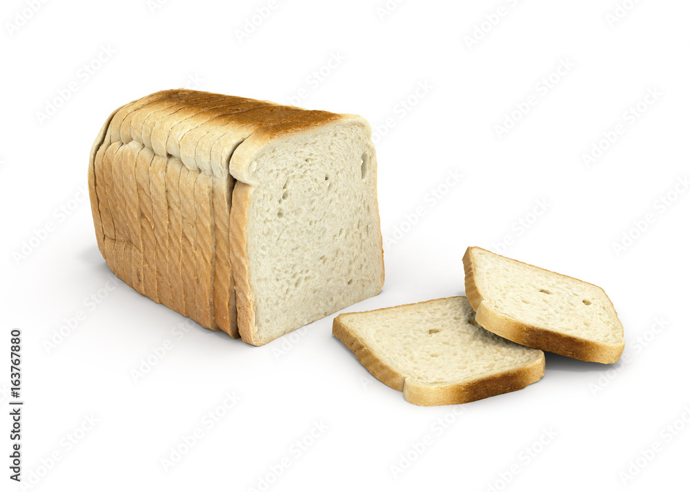 Sliced bread isolated on white background 3d