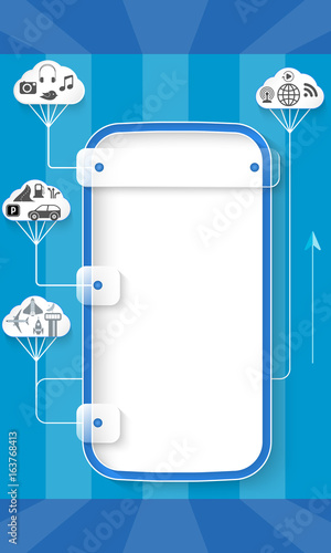 Vector frame for your text with clouds and icon
