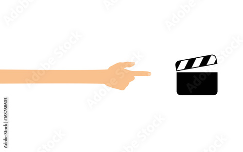 Hand zeigt auf - Filmklappe