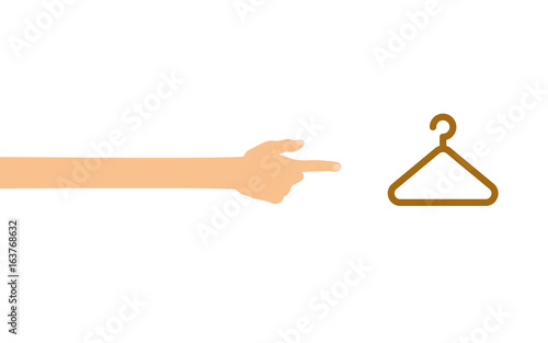 Hand zeigt auf - Kleiderbügel