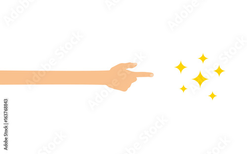 Hand zeigt auf - Sternchen