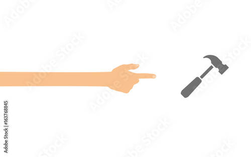 Hand zeigt auf - Hammer