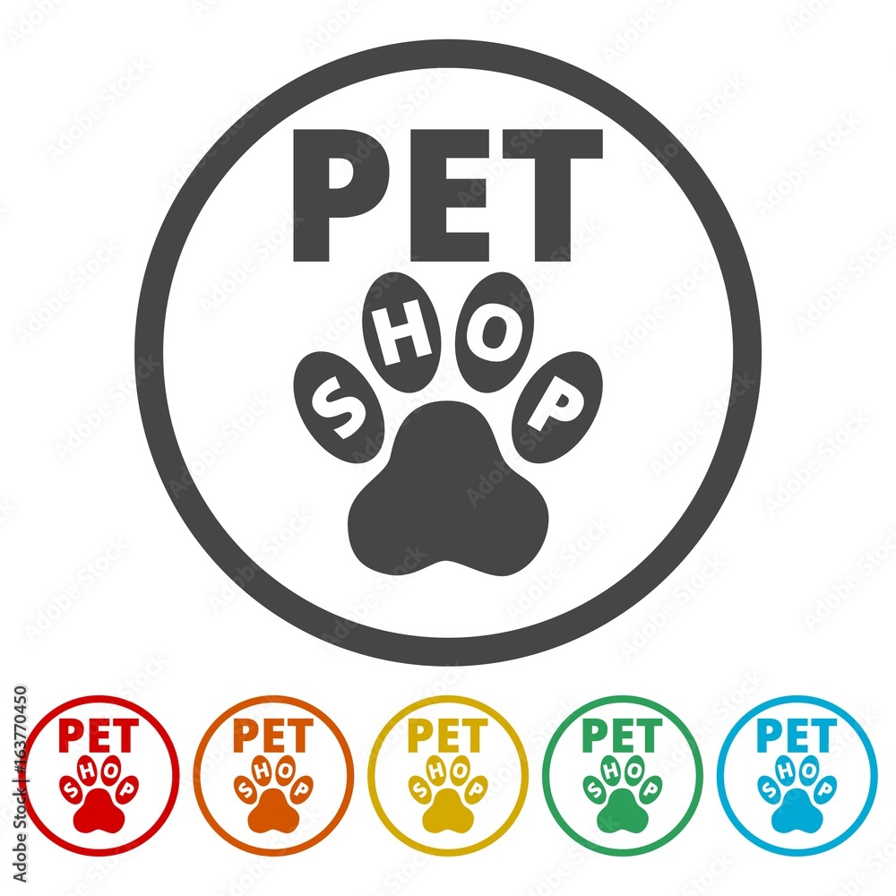 Naklejka premium Pet store or shop icons set - Illustration