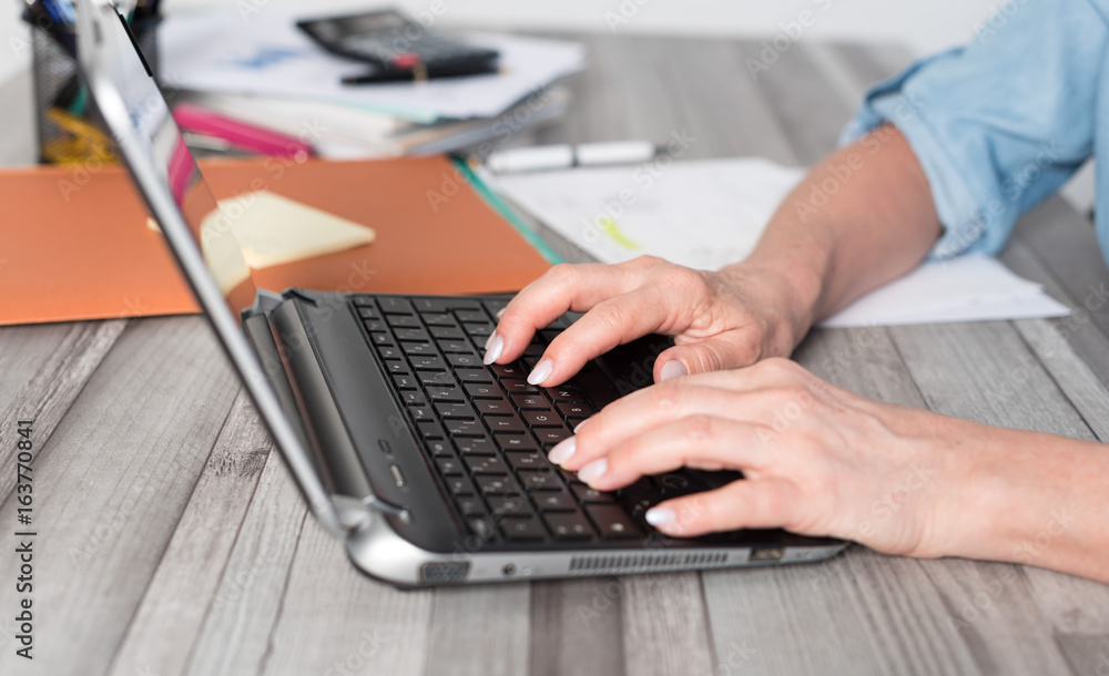 Female hands using a laptop Female hands using a laptop