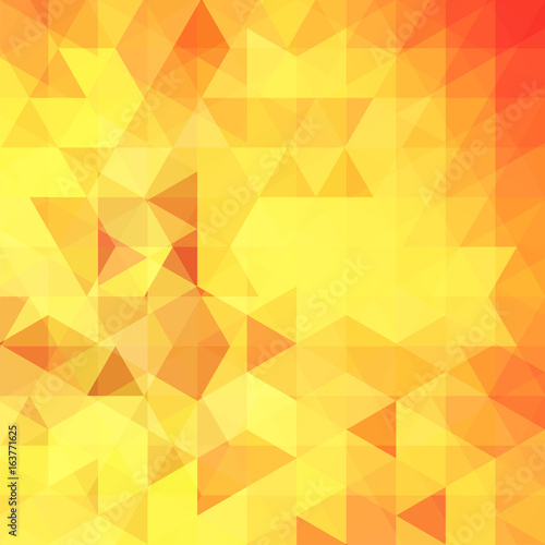 Geometric pattern, triangles vector background in yellow, orange tones. Illustration pattern