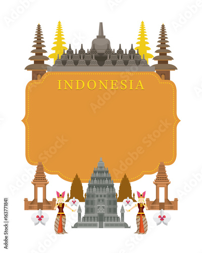 Indonesia Landmarks, Traditional Dance, Frame photo