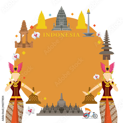 Indonesia Landmarks, Traditional Dance, Frame photo