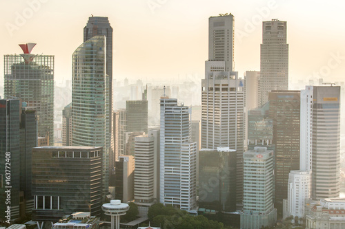 Top views skyline business building and financial district in sunshine day at Singapore City.