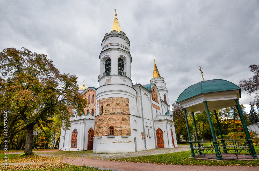 Chernihiv, Ukraine - October 19, 2016: St. Cathedral of the Transfiguration of Our Saviour, 11th century, Chernihiv, Ukraine, Europe. Chernihiv is one of oldest cities of Kievan Rus