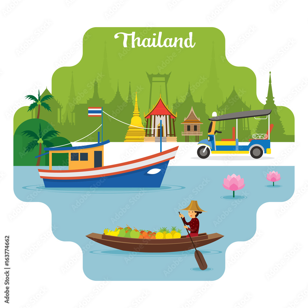 Fototapeta premium Thailand Travel and Attraction Landmarks