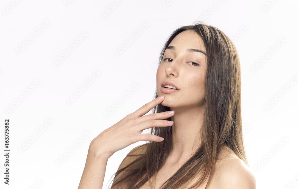 Beautiful young woman on white isolated background, portrait Beautiful young woman on white isolated background, portrait
