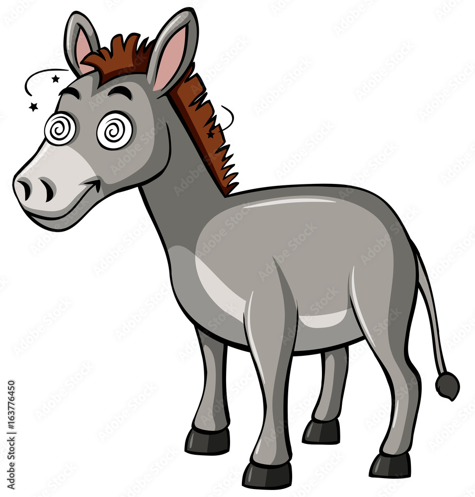 Fototapeta premium Dizzy donkey on white background