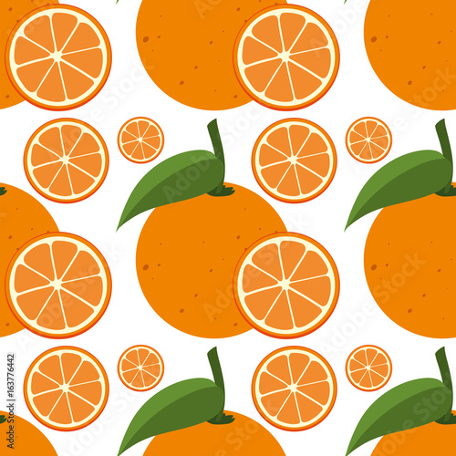 Seamless background template with fresh oranges