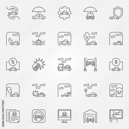 Car insurance icons set