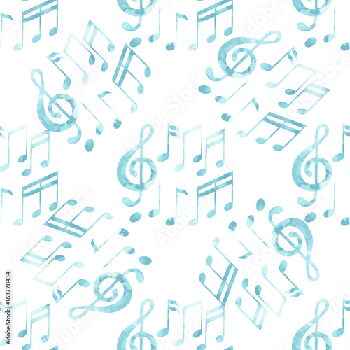 Watercolor musical notes pattern