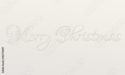 Neutral silver metal Merry Christmas lettering script. Holiday Greeting card template. Corporate business glossy gray white vector illustration