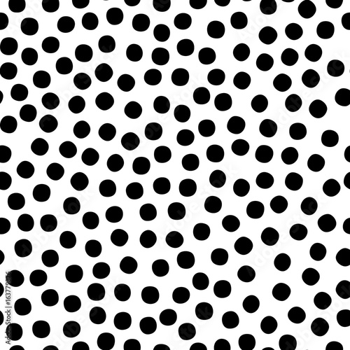 Black and white chaotic dots abstract seamless pattern, vector