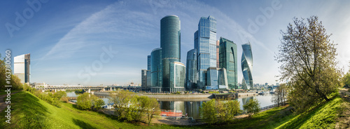 Morning panoramic view of Moscow-City - International Business Center, Moscow , Russia.