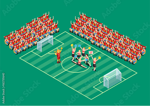 Cheerleading Isometric Illustration