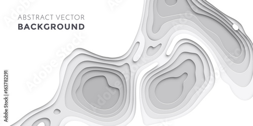 3D papercut layers, paper cut vector art background banner texture website template