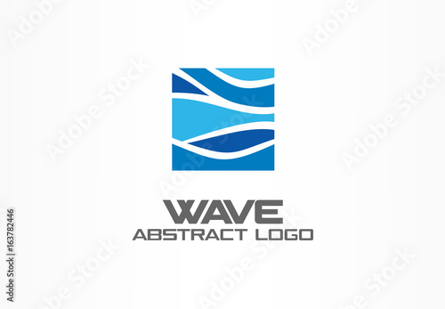 Abstract logo for business company. Corporate identity design element. Nature, ocean, eco, science, healthcare Logotype idea. Ecology, blue, sea, water wave in square concept. Colorful Vector icon