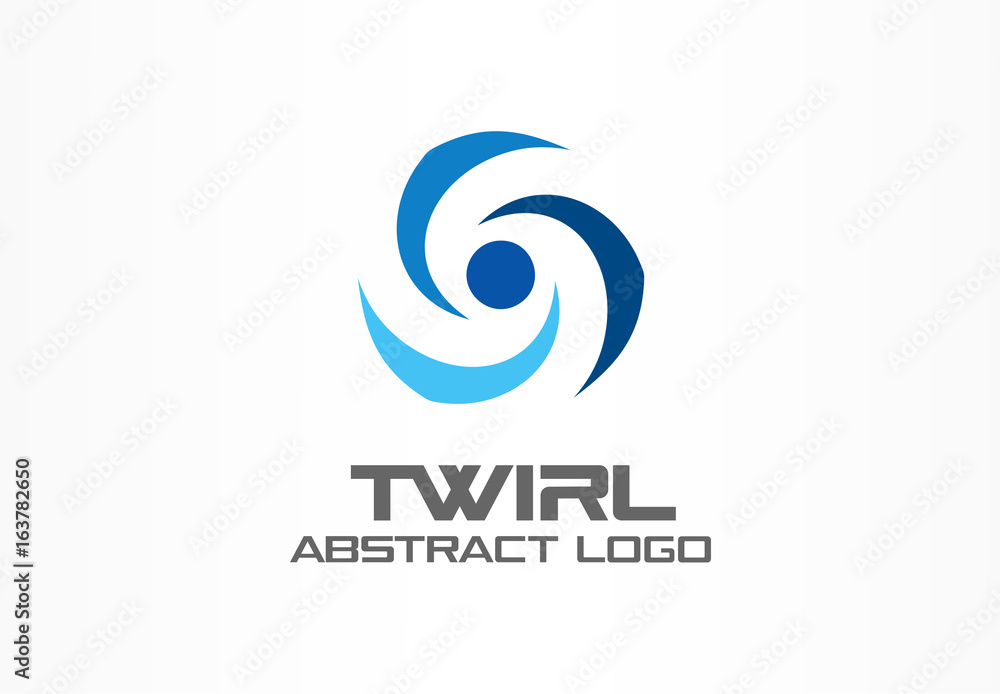 Abstract logo for business company. Corporate identity design element. Eco friendly energy, twirl, propeller, screw logotype idea. Flower, swirl connect circle, environment concept. Color Vector icon Abstract logo for business company. Corporate identity design element. Eco friendly energy, twirl, propeller, screw logotype idea. Flower, swirl connect circle, environment concept. Color Vector icon