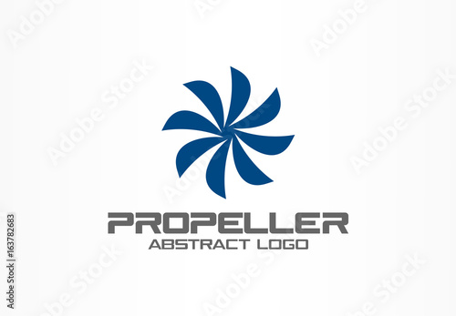 Abstract logo for business company. Corporate identity design element. Eco friendly energy, twirl, propeller, screw logotype idea. Flower, swirl connect circle, environment concept. Color Vector icon