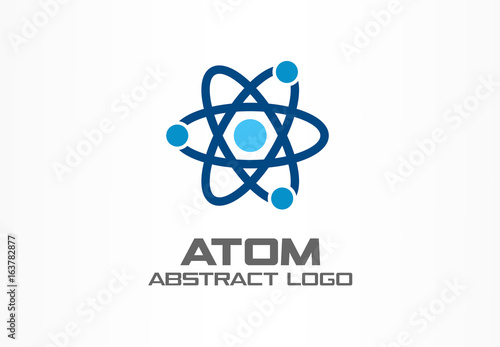 Abstract logo for business company. Corporate identity design element. Infinity atom energy, orbit connect, nuclear reactor core, nuclear logotype idea. integrated molecule concept. Color Vector icon