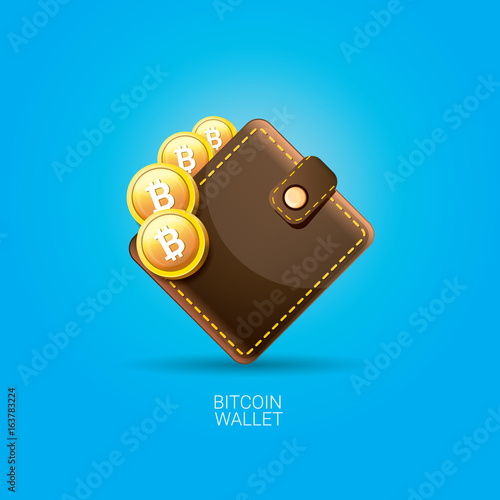 vector bitcoin wallet icon with coins