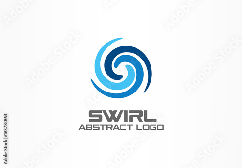 Abstract logo for business company. Corporate identity design element. Eco, nature, whirlpool, spa, aqua swirl Logotype idea. Water spiral, blue circle three segment mix concept. Colorful Vector icon photo