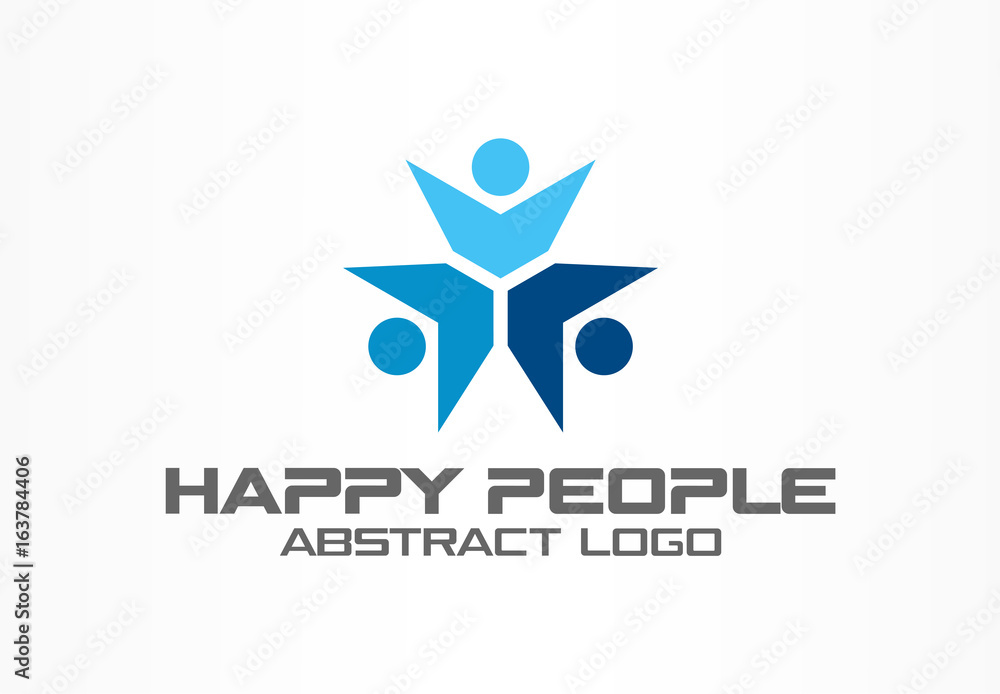 Abstract business company logo. Corporate identity design element. Teamwork, Social Media Logotype idea. Happy people connect, segments compound in circle, partnership concept. Colorful Vector icon Abstract business company logo. Corporate identity design element. Teamwork, Social Media Logotype idea. Happy people connect, segments compound in circle, partnership concept. Colorful Vector icon