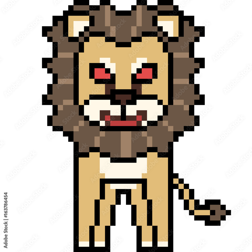 Fototapeta premium vector pixel art lion