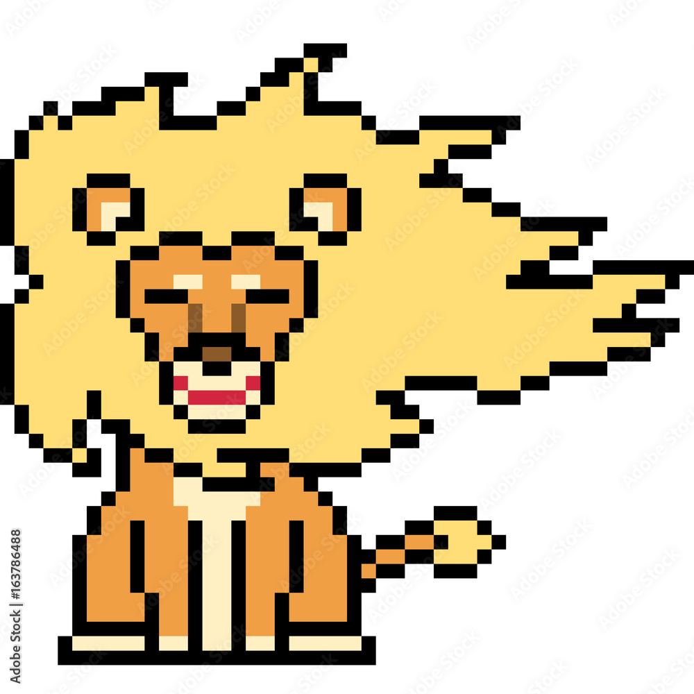 Obraz premium vector pixel art lion