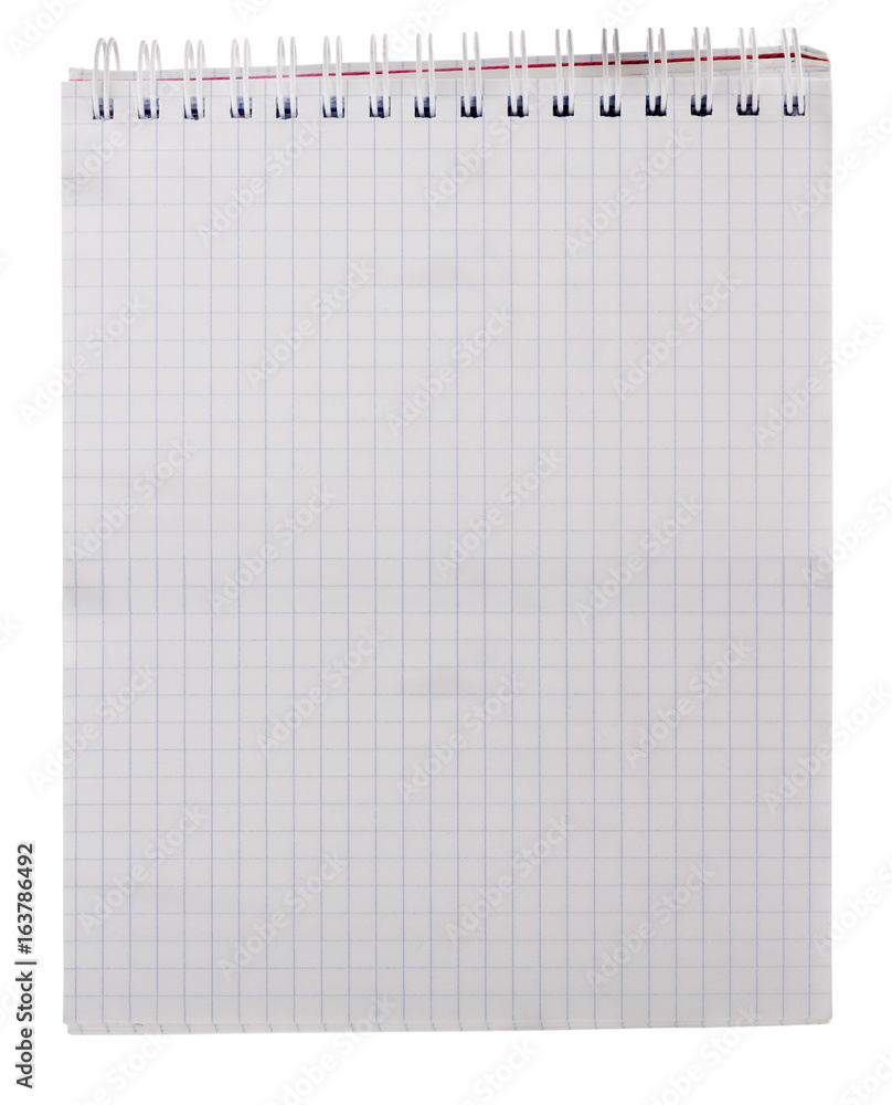 paper notebook in squares on white paper notebook in squares on white