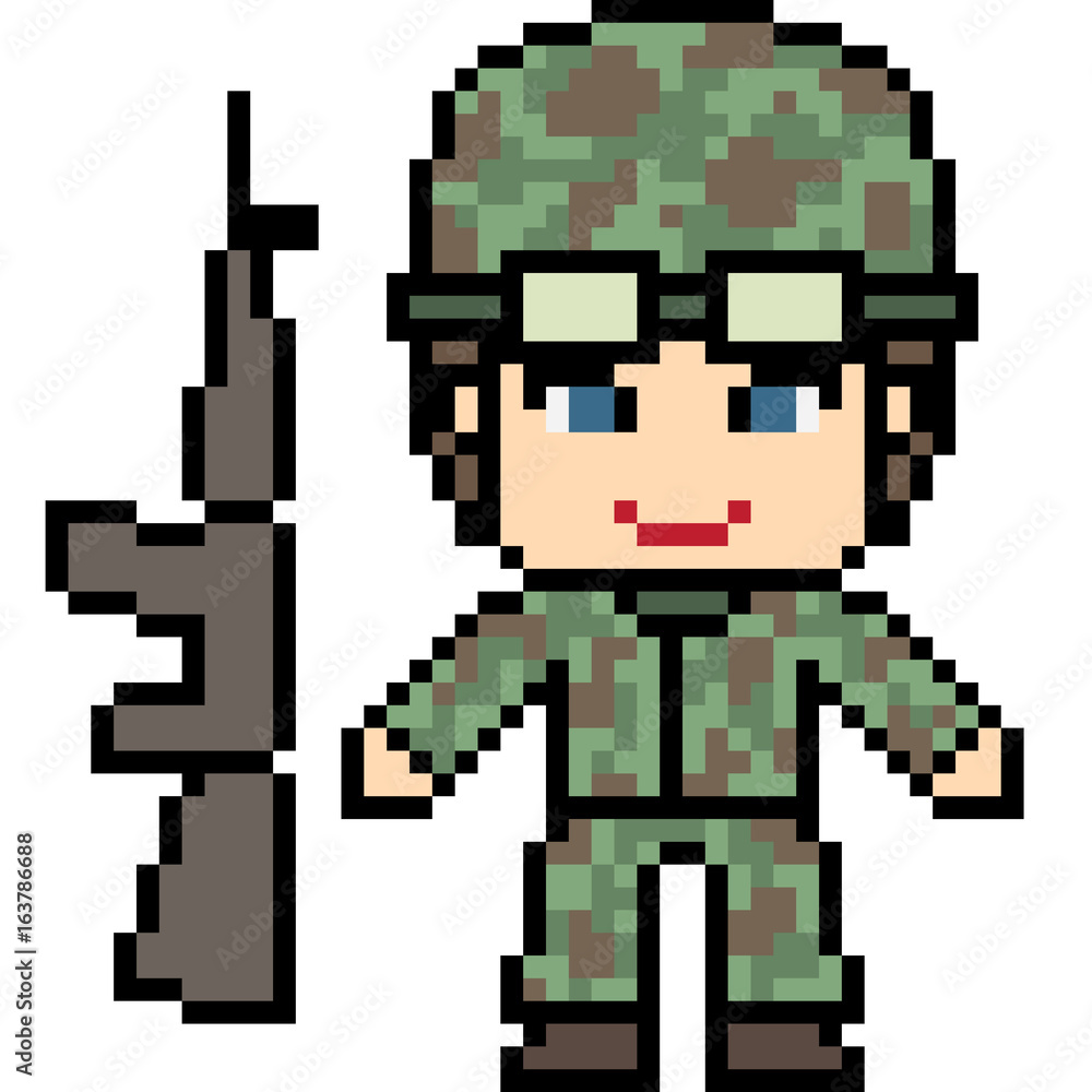 Fototapeta premium vector pixel art soldier