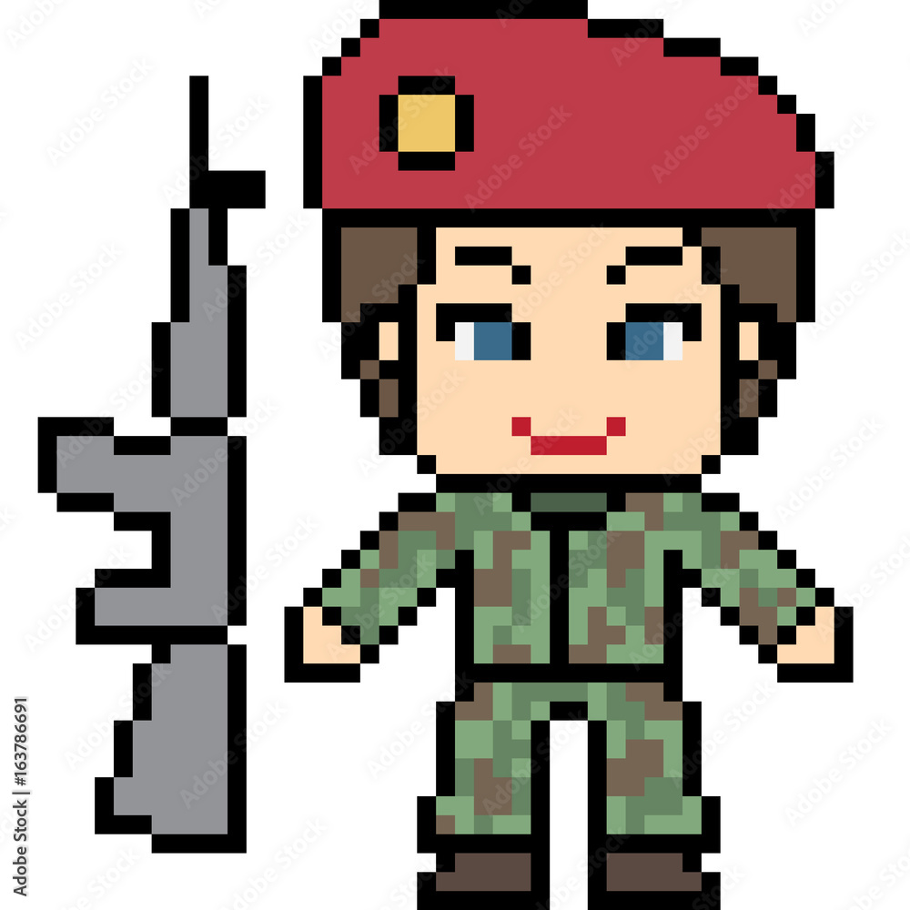 Fototapeta premium vector pixel art soldier