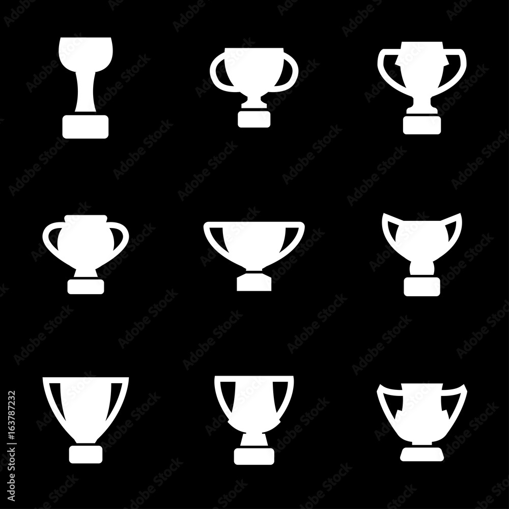 Vector white trophy icons set Vector white trophy icons set