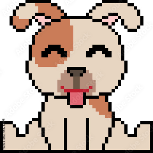 vector pixel art dog happy