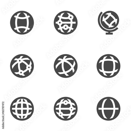 Vector black world map icons set