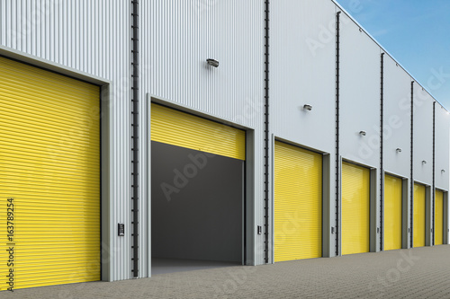 warehouse exterior with shutter doors
