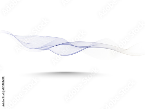 Abstract vector background, blue transparent waved lines. Blue smoke wave.