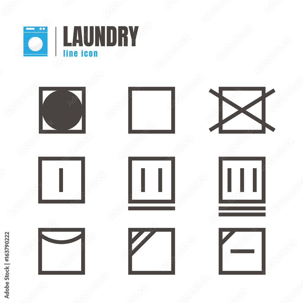 Laundry symbols. Vector. icons set. Design elements on white background