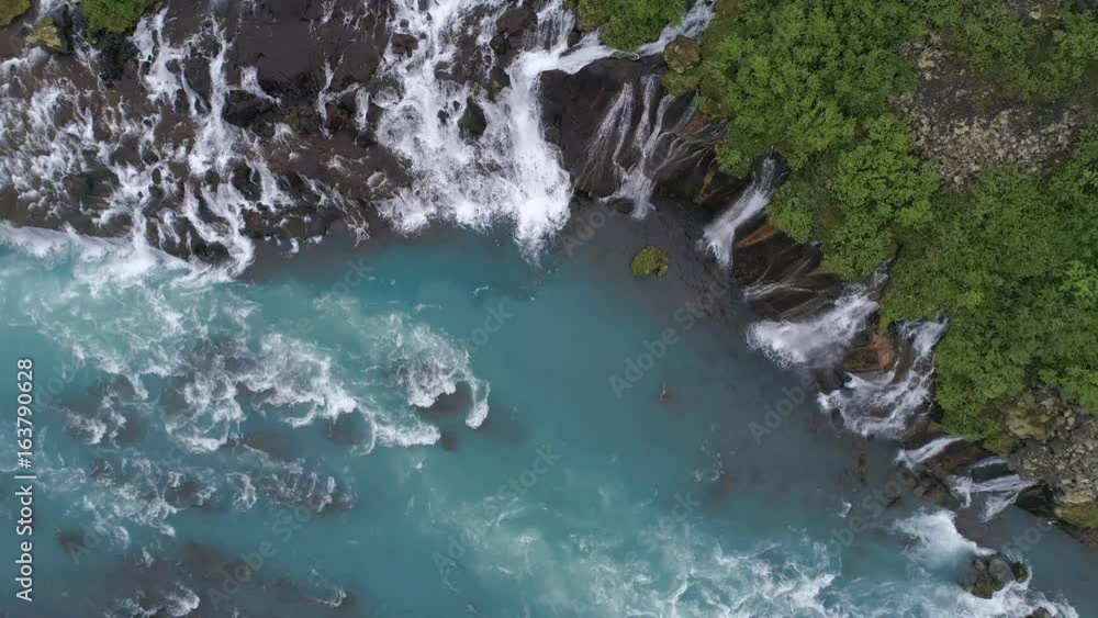 Hraunfossar aerial Hraunfossar aerial