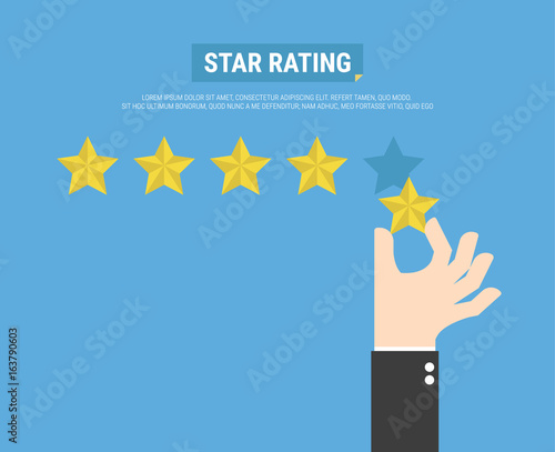 Businessman hand giving five star rating, Feedback concept, VECTOR, EPS10