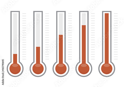 vector thermometers at different levels, donation for fundraise or charity goals