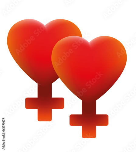 Hot lesbian love symbol - two hearts with fire red female icons - isolated  vector illustration on white background. Stock Vector | Adobe Stock