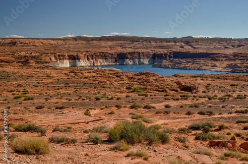 Lower Antelope Canyon and Antelope Creek meeting Lake Powell Page, Cococino County, Arizona, United States